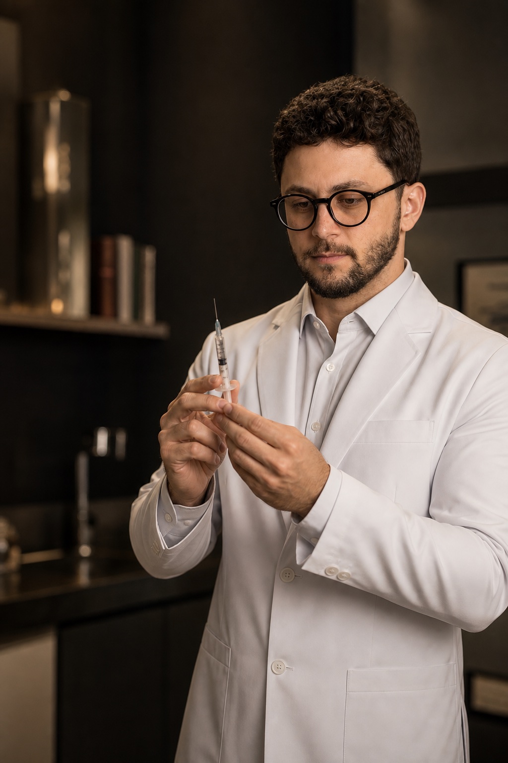Dr. Edler Medeiros preparando infiltração